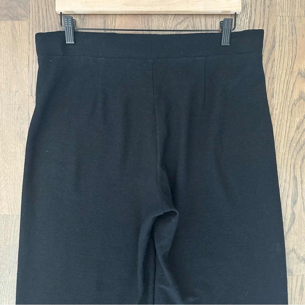 SOLD Eileen Fisher 100% Wool Boucle Knit High Waist Straight Leg Pant Black M - Picture 7 of 9